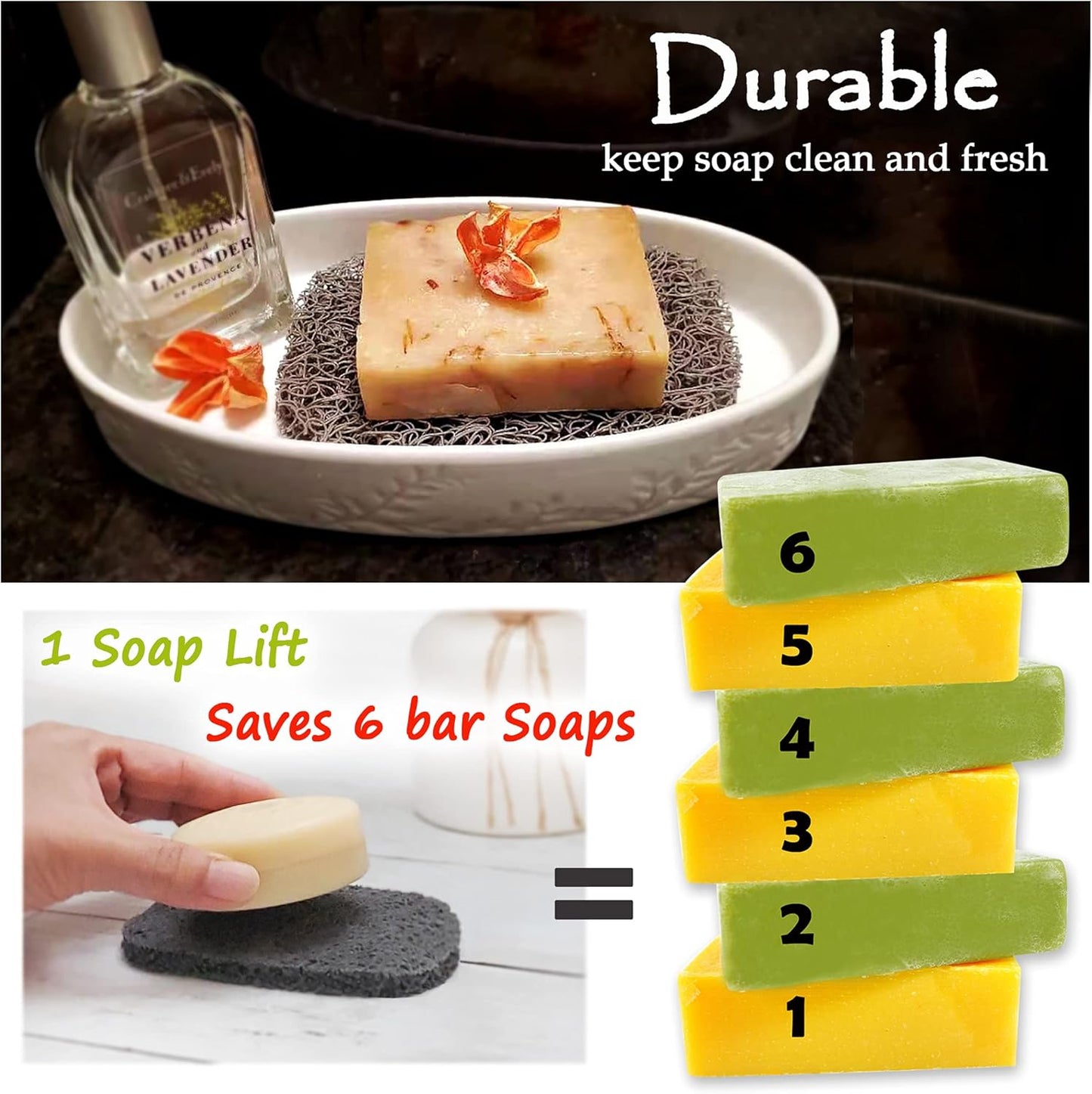|4Pack| Keep Soap Clean & Fresh Bathroom Soap Dishes, Soap Saver Set | Eco-Friendly, Recyclable | Flexible & Durable Soap Lift | Bpa-Free, Non-Slip Bath Soap Holders