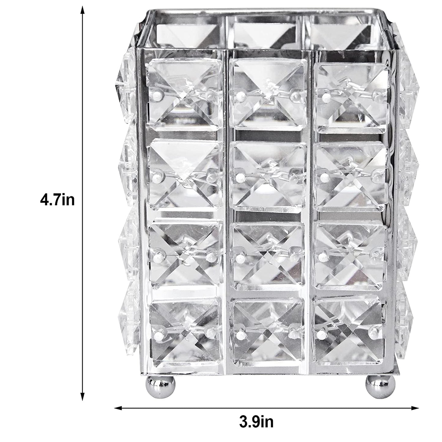 Makeup Brush Holder Organizer Cosmetic Brushes Storage Eyeliners Eyebrow Pencil Container Cup (Silver Square)