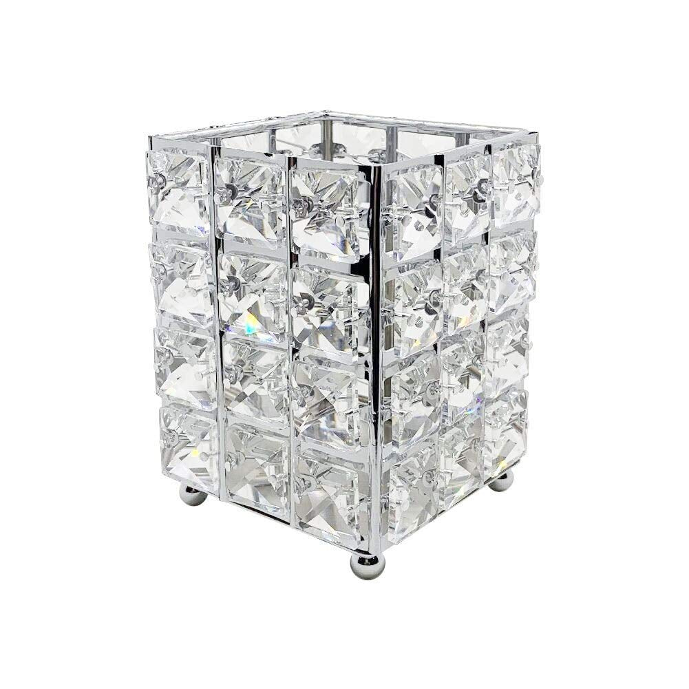 Makeup Brush Holder Organizer Cosmetic Brushes Storage Eyeliners Eyebrow Pencil Container Cup (Silver Square)
